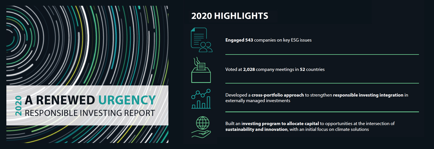 A Renewed Urgency. 2020 Responsible Investing Report